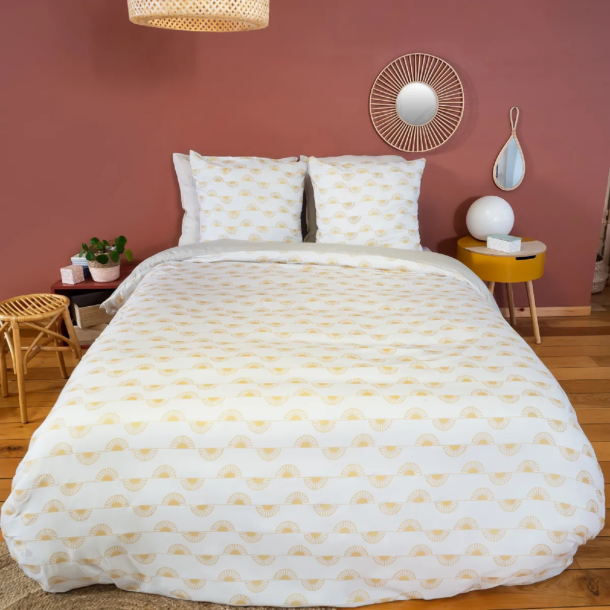 Parure De Lit Helis 140x200 Cm 100% Polyester Microfibre Blanc 2 Pièces