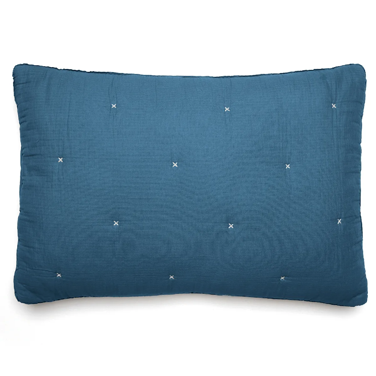 Housse De Coussin Capitonnée En Mousseline De Coton 40x60 Cm Andros Bleu Marine