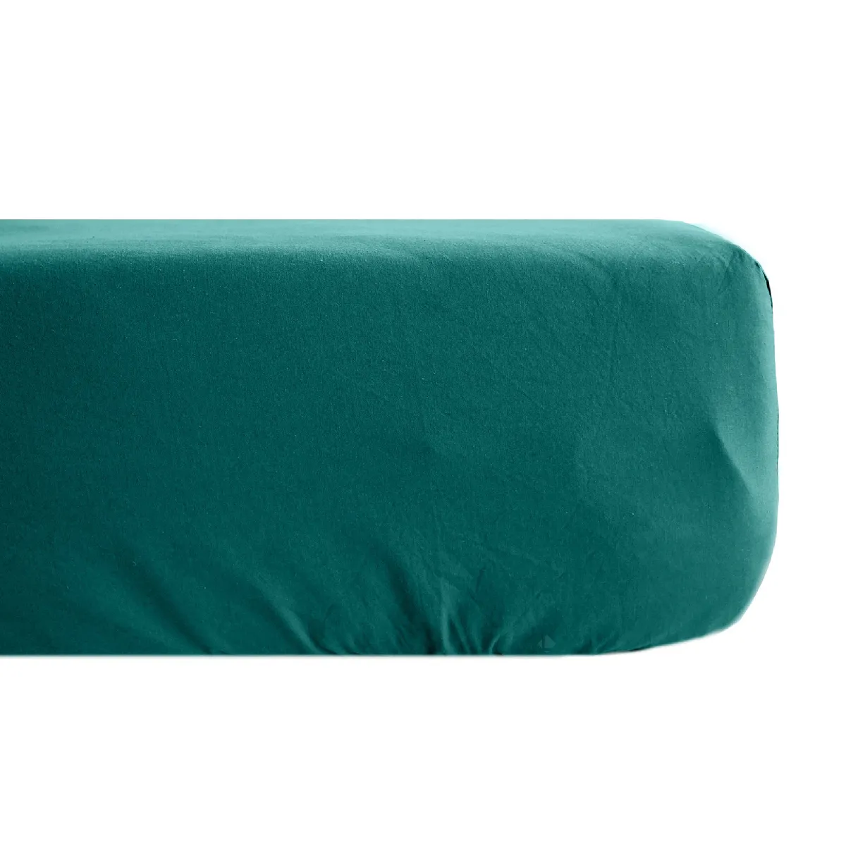 Drap Housse Uni 80x200 Cm Bonnet 35 Cm Percale De Coton Manoir Vert Canard