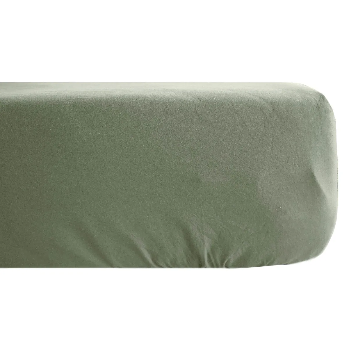 Drap Housse Palace Pur Coton Lavé 140x190 Cm Bonnet 35 Cm Uni Vert Sauge