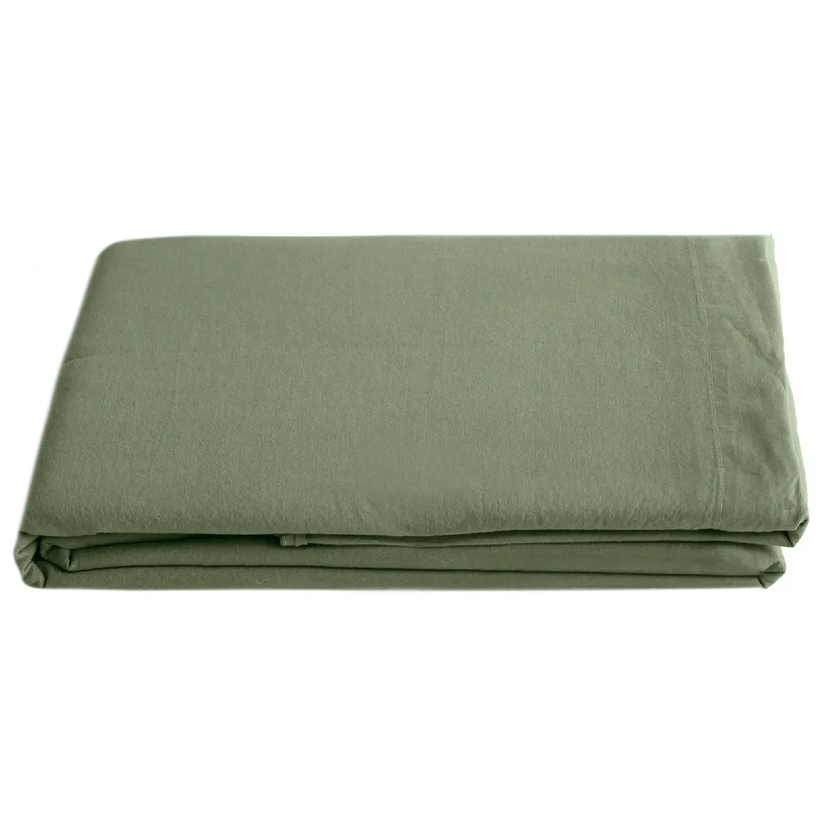 Drap Plat Lin Et Coton 270x300 Cm Collection Opera Vert Mousse