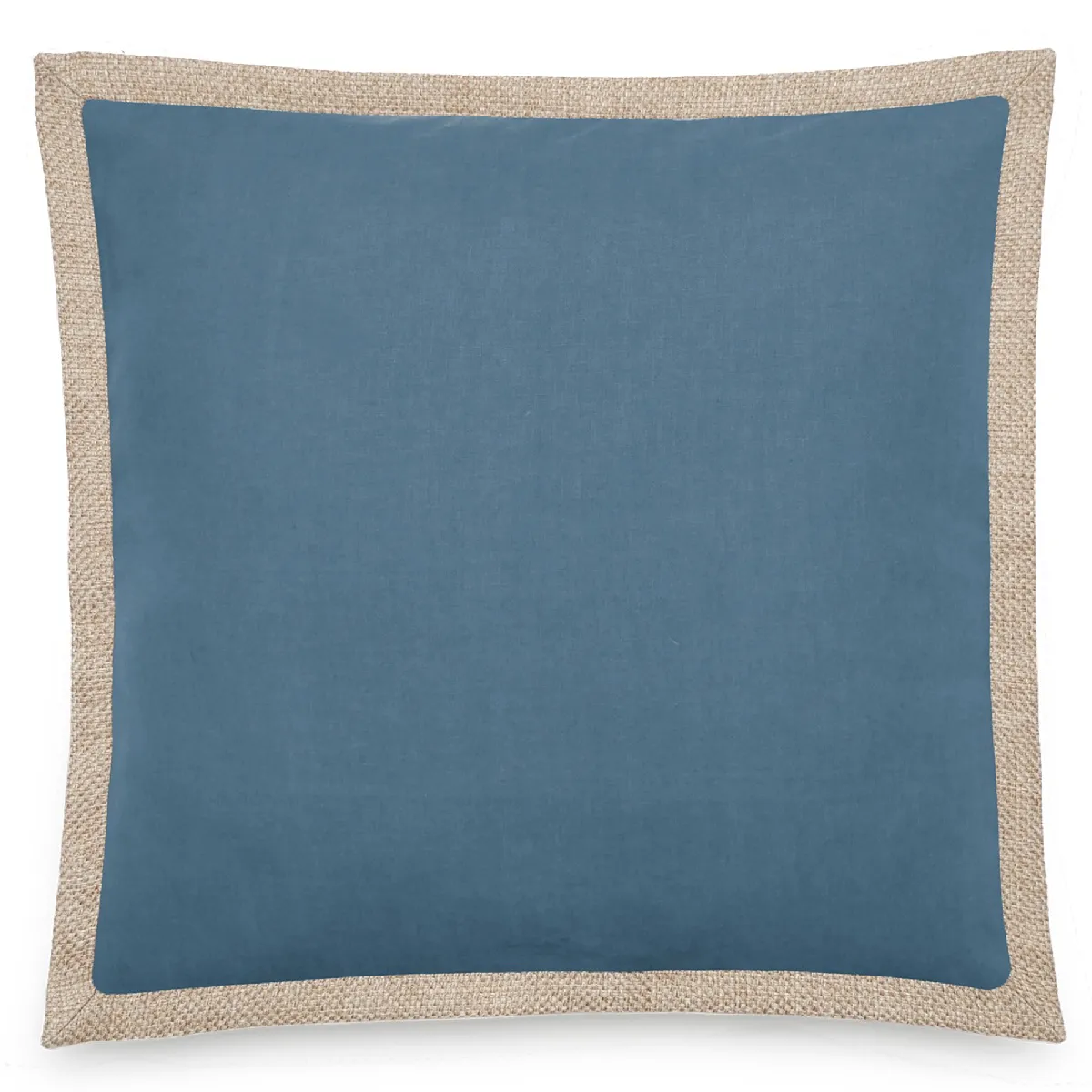 Housse De Coussin Coton Et Lin 45x45 Cm Luzia Finition Volant En Jute Bleu Marine