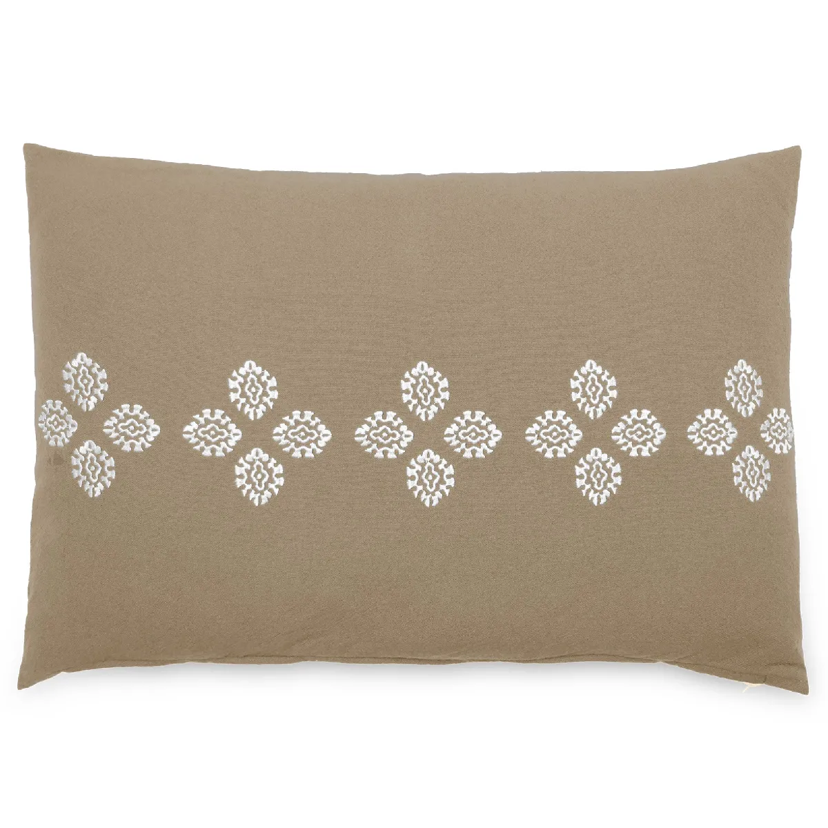 Housse De Coussin Pur Coton Teint Lavé 40x60 Cm Bandanas Marron Camel