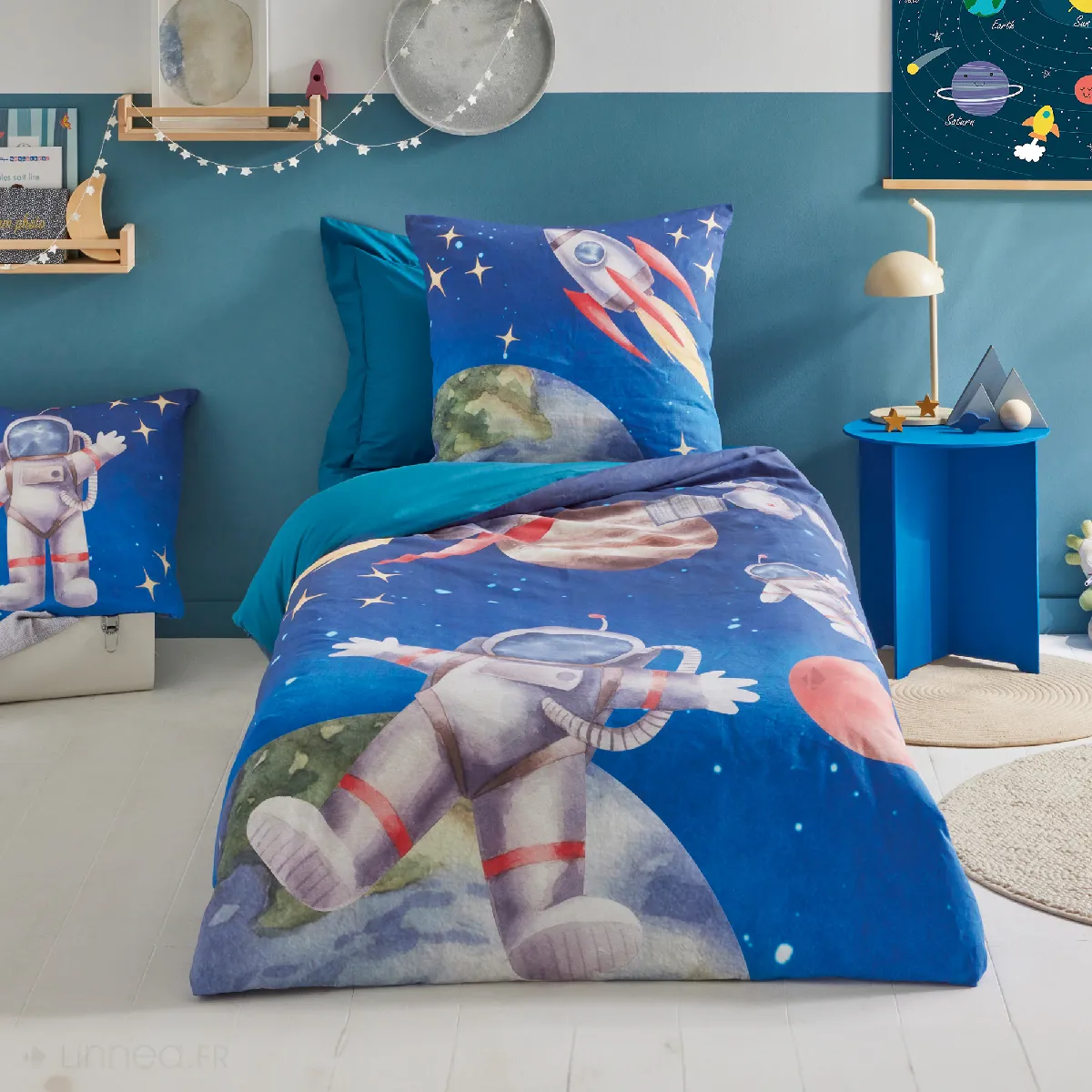 Parure De Lit 3 Pièces: Housse 200x200 Cm Et Taie 65x65 Cm En Percale De Coton Thom