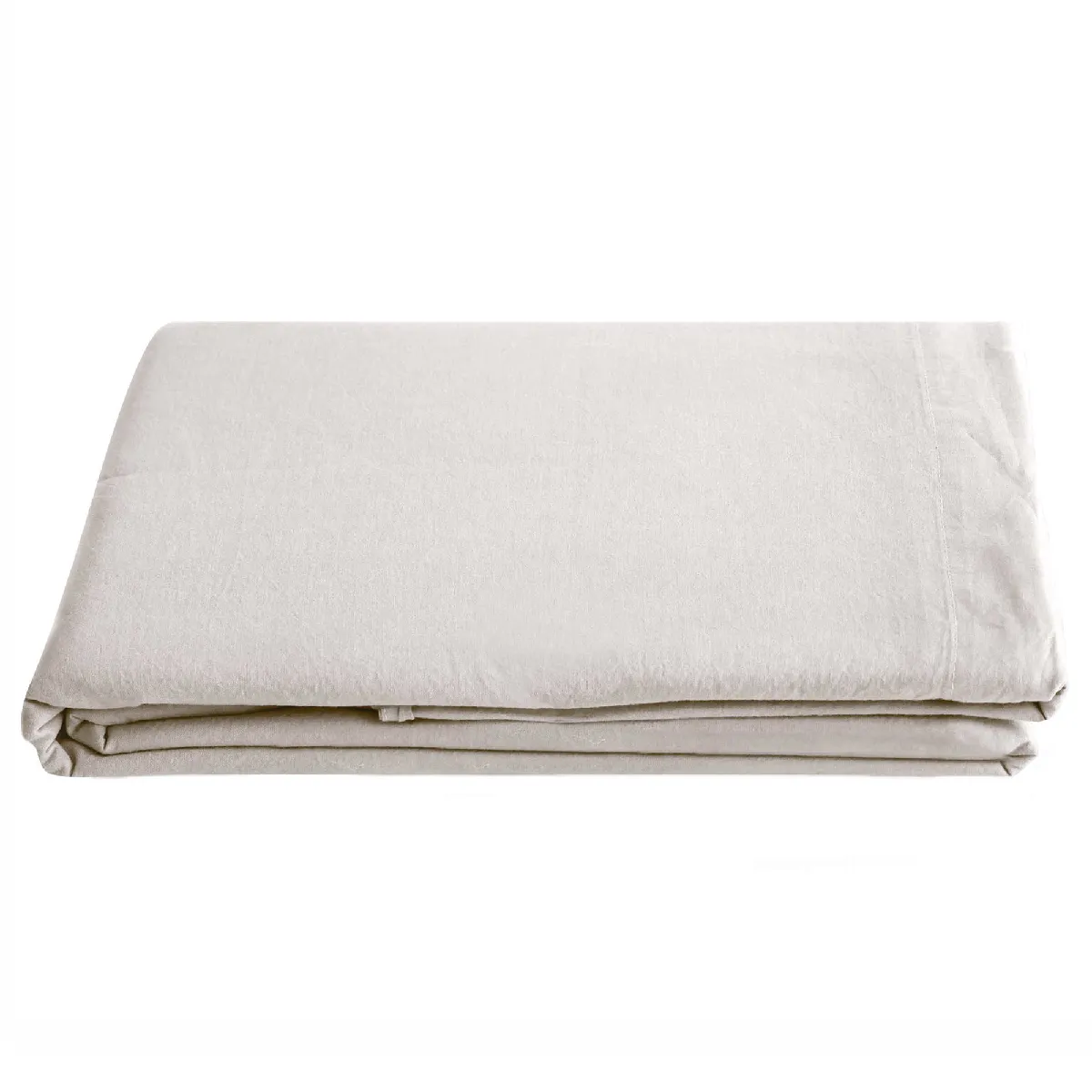 Drap Plat Palace Pur Coton Lavé 240x290 Cm Uni Beige Naturel
