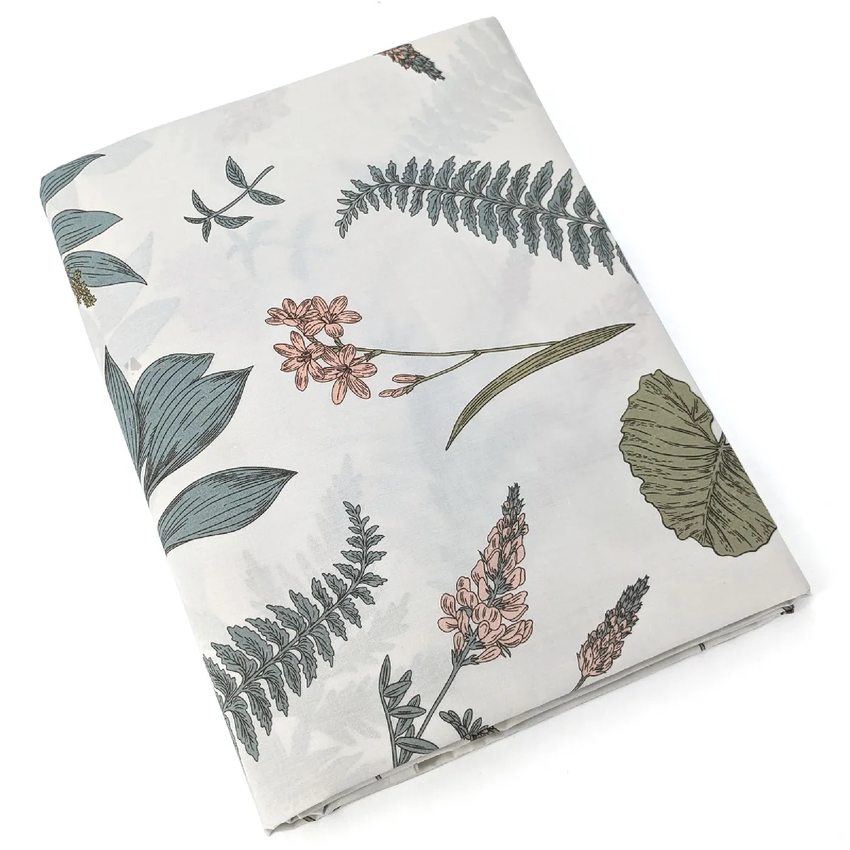 Drap Plat 180x290 Cm 100% Percale De Coton Féérie Blanc Sauge