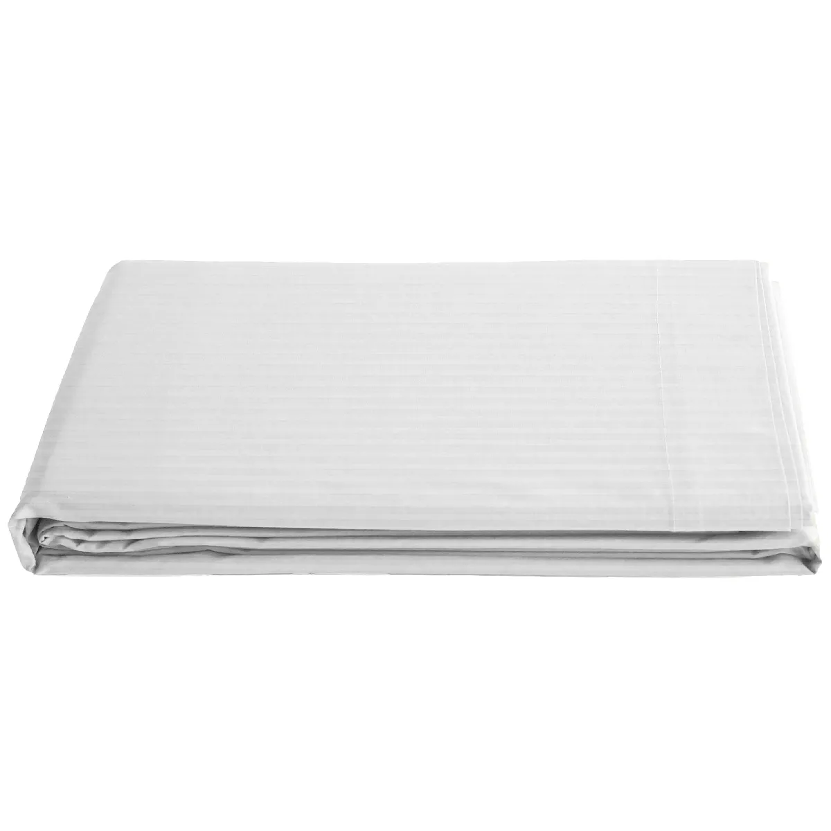 Drap Plat 240x300 Cm Satin Concerto À Rayures Blanc Neige