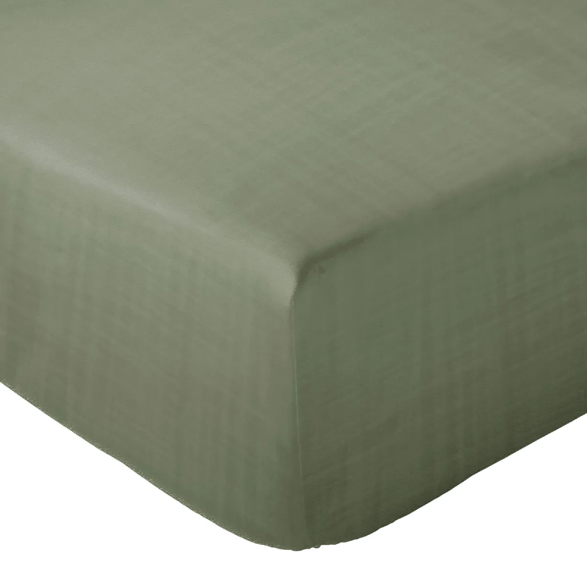 Drap Housse Milos Mousseline De Coton 180x200 Cm Bonnet 30 Cm Uni Vert Mousse