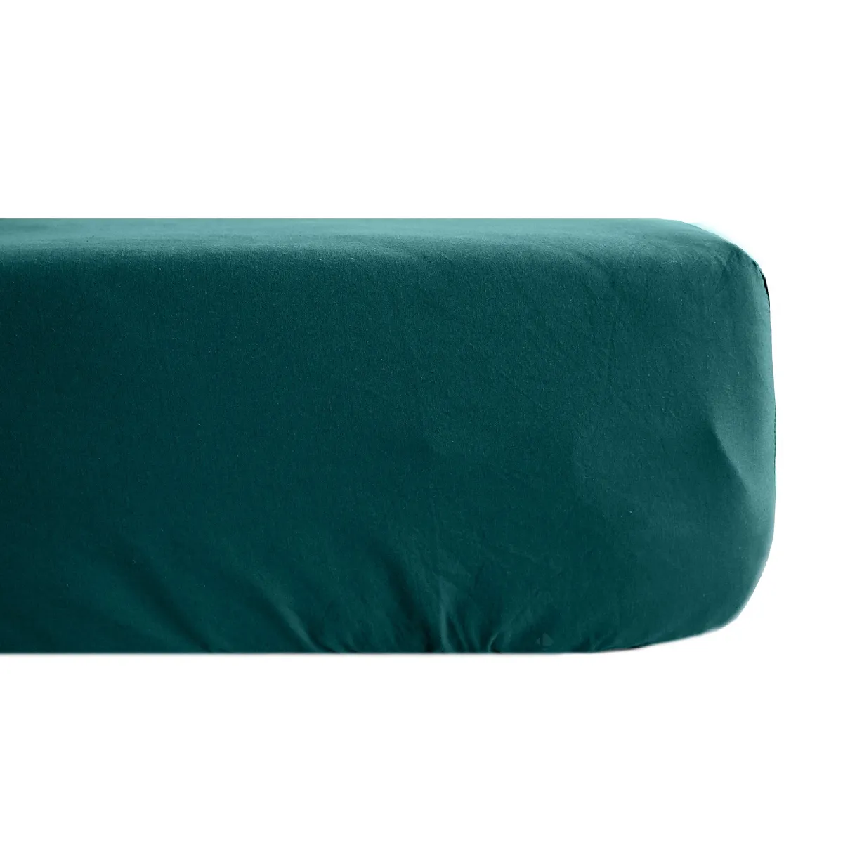 Drap Housse Uni 140x190 Cm Bonnet 35 Cm Percale De Coton Manoir Vert Canard