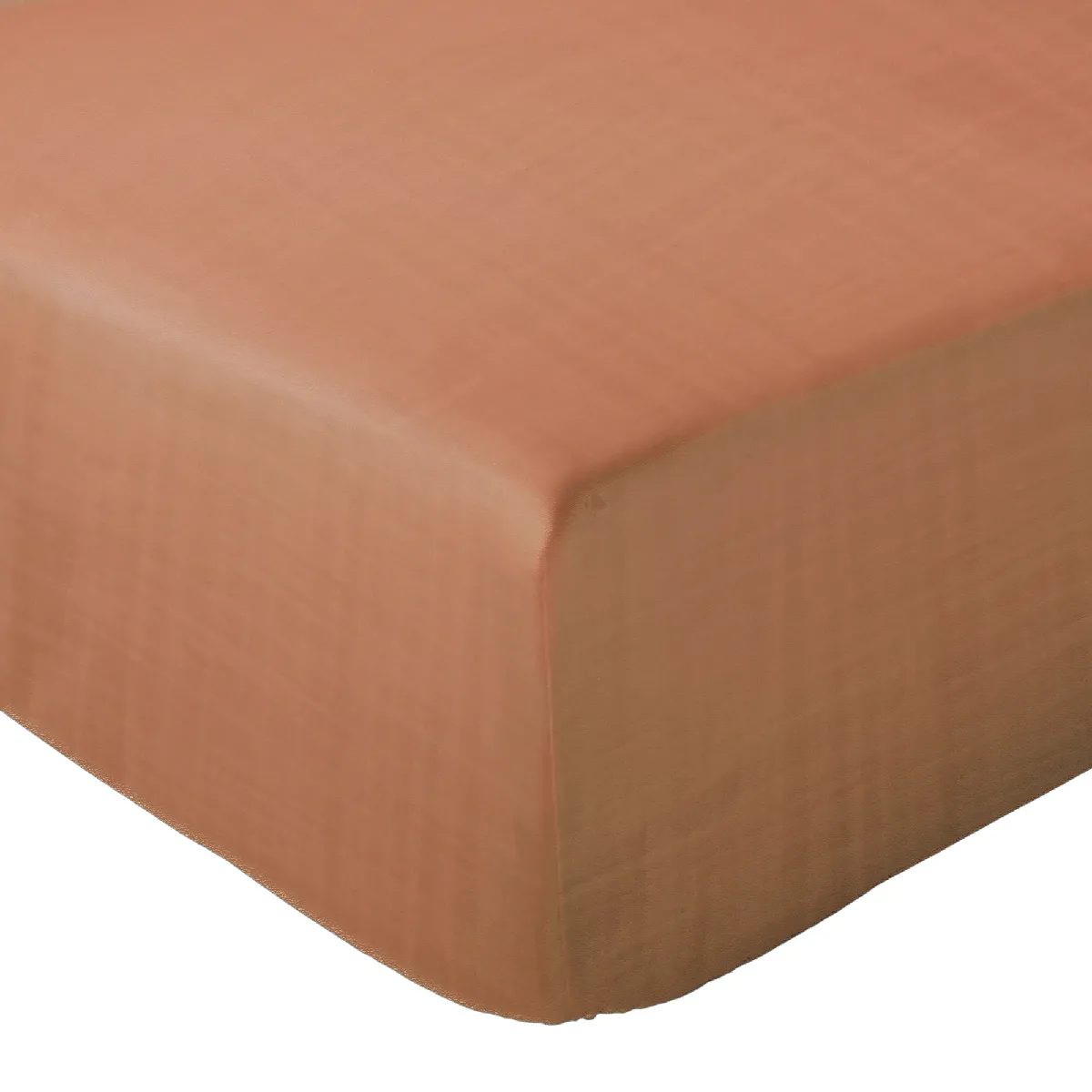 Drap Housse Milos Mousseline De Coton 180x200 Cm Bonnet 30 Cm Uni Marron Cognac