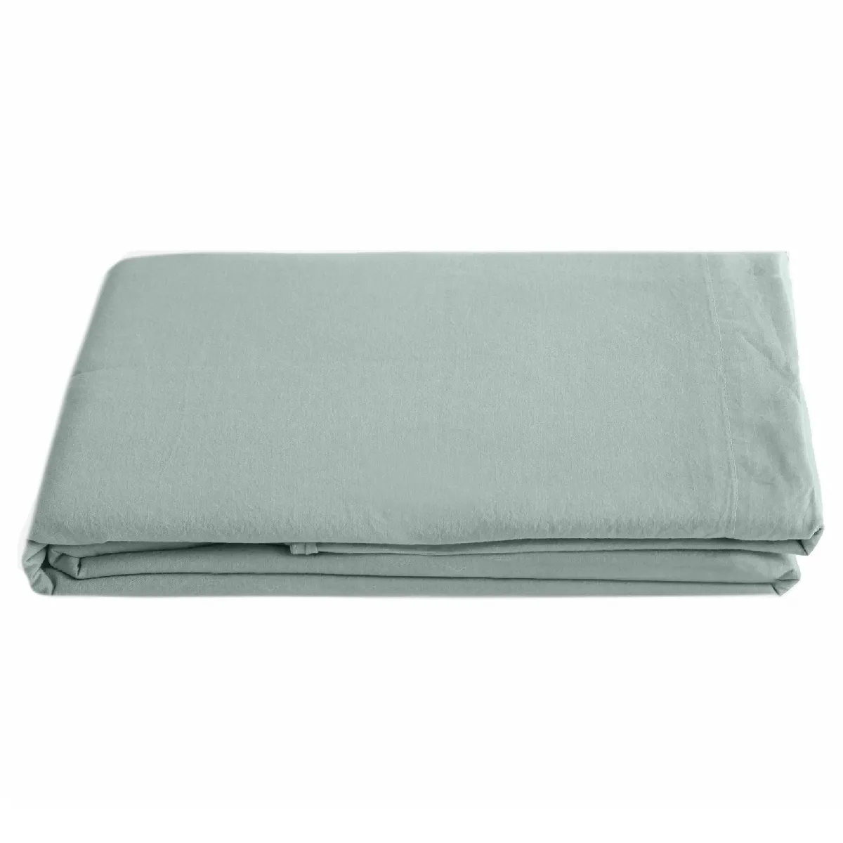 Drap Plat Palace Pur Coton Lavé 270x290 Cm Uni Vert Lichen