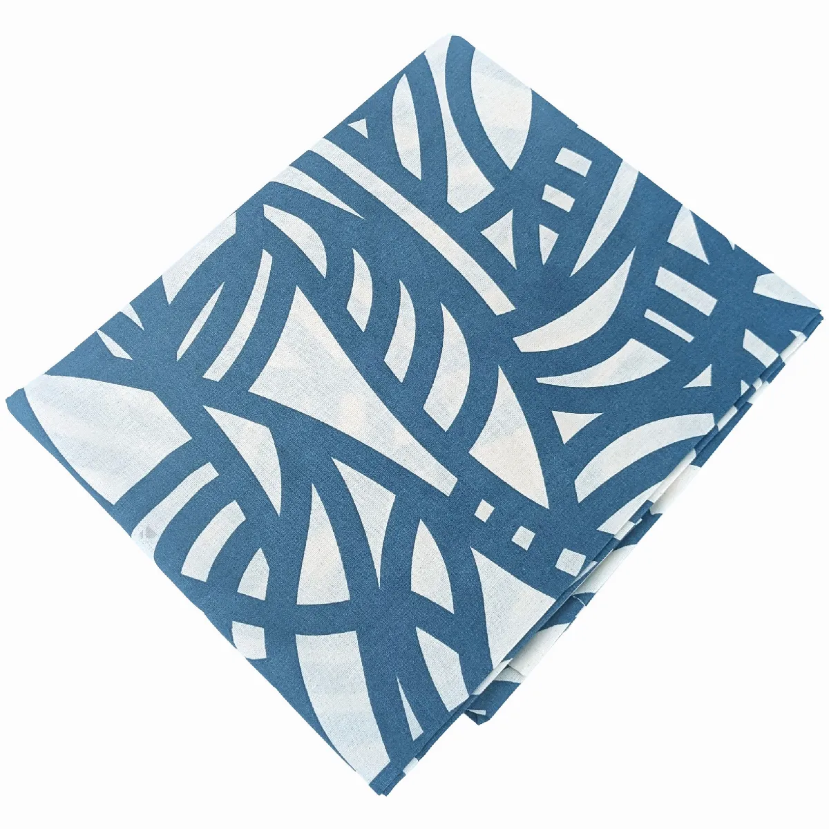 Drap Plat 180x290 Cm Coton Lavé Séréna Géométrique Bleu Beige