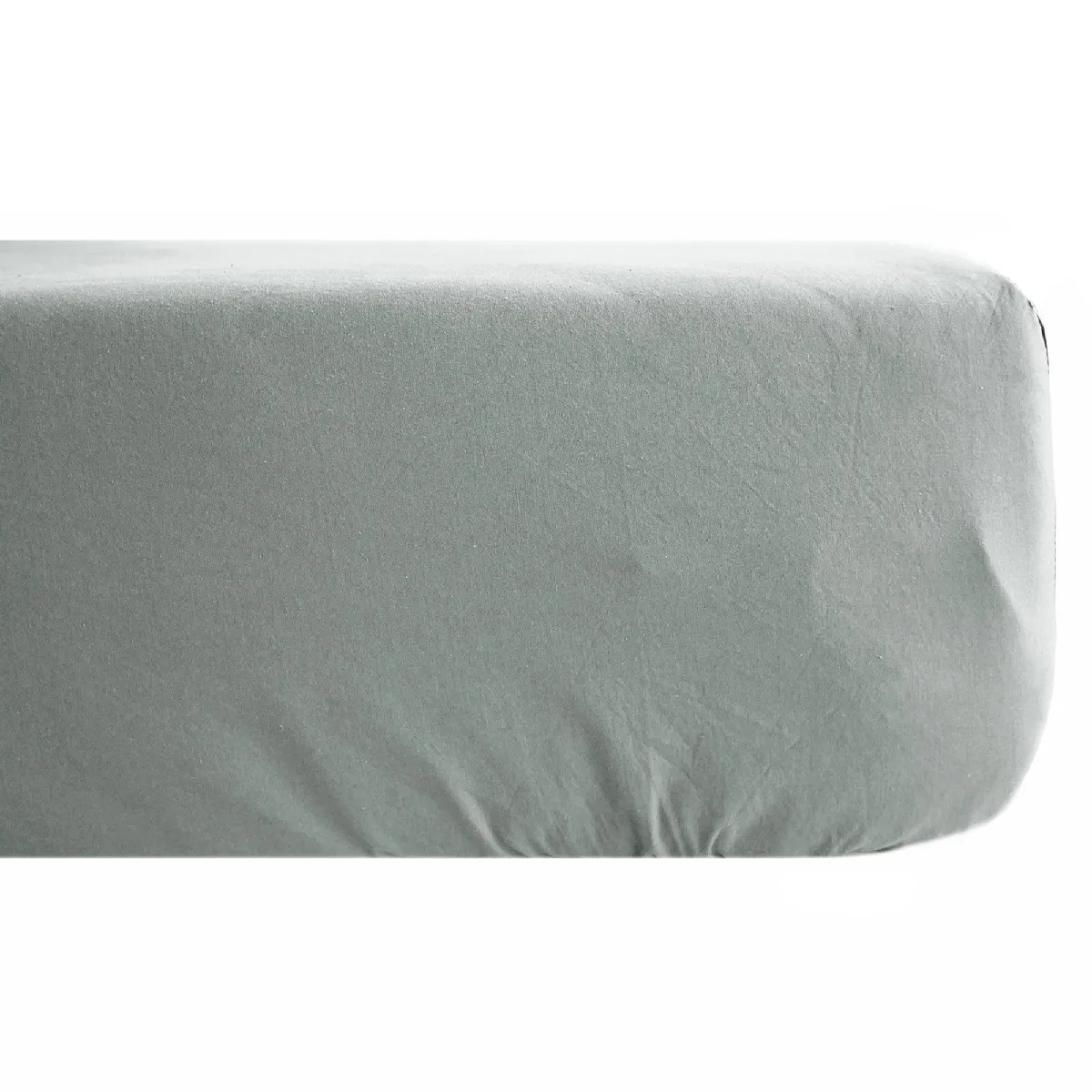 Drap Housse Palace Pur Coton Lavé 90x190 Cm Bonnet 30 Cm Uni Vert Lichen