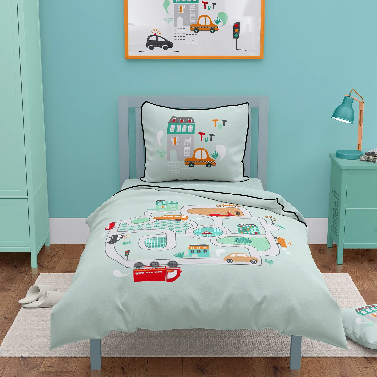Parure De Lit 140x200 Cm Coton A Toute Allure Vert
