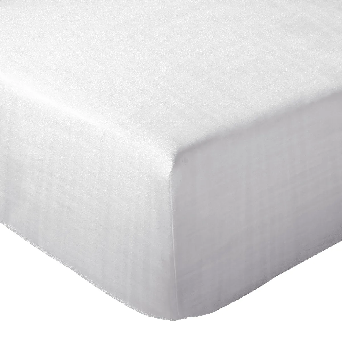 Drap Housse Milos Mousseline De Coton 180x200 Cm Bonnet 30 Cm Uni Blanc Neige
