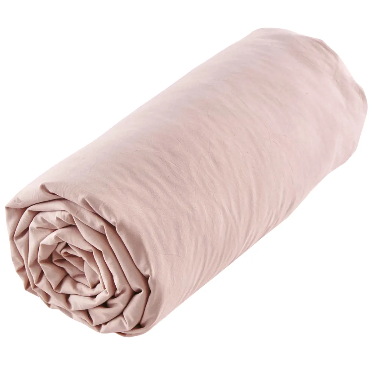 Drap Housse Uni 160x200 Cm Mila 100% Polyester Micro Lavée Rose Poudré