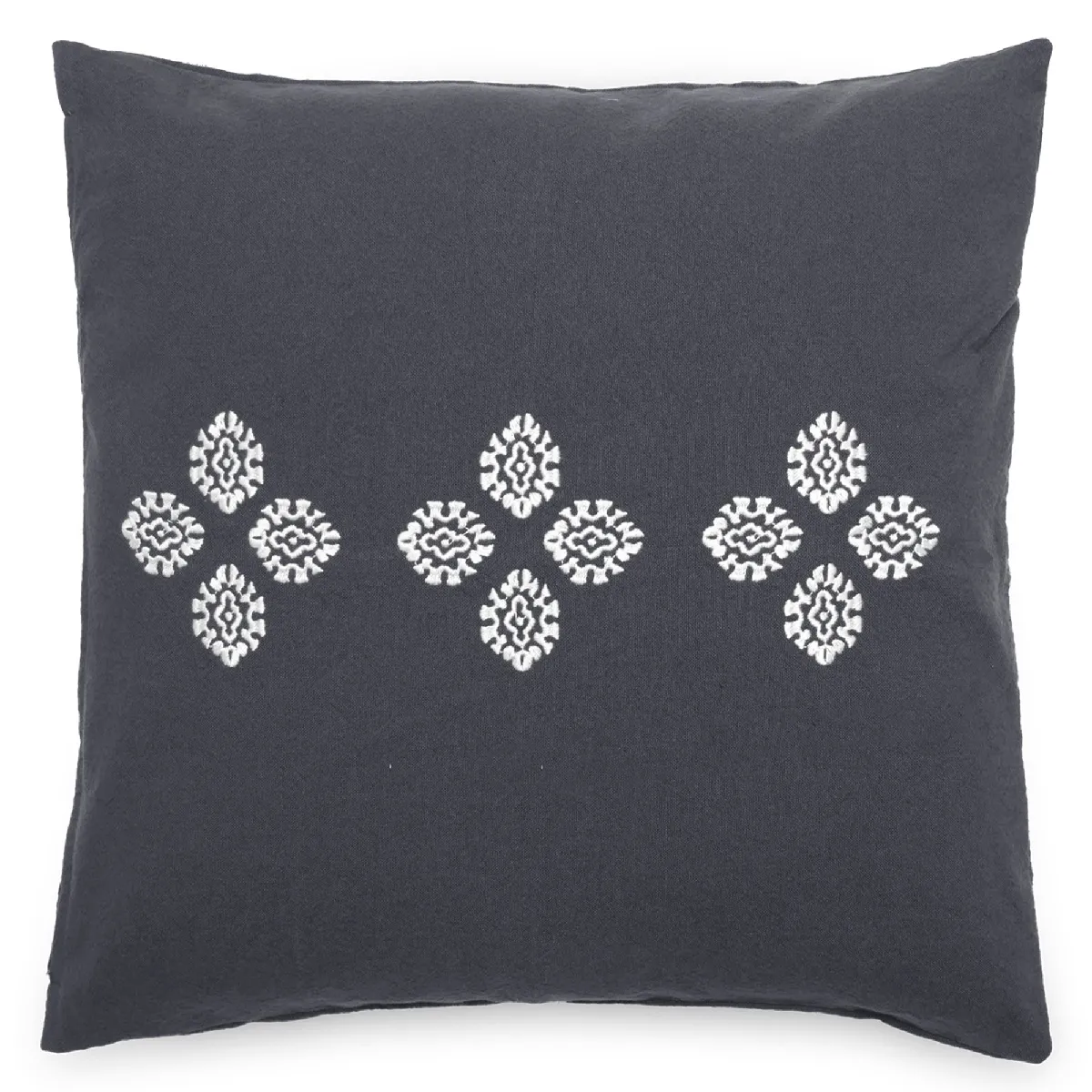 Housse De Coussin Pur Coton Teint Lavé 45x45 Cm Bandanas Noir Caviar