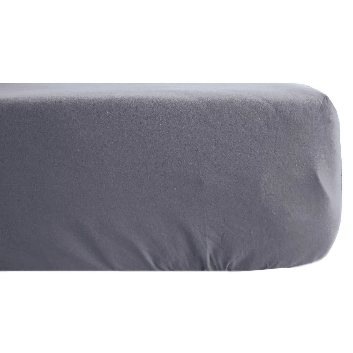 Drap Housse Palace Pur Coton Lavé 180x200 Cm Bonnet 35 Cm Uni Gris Brume