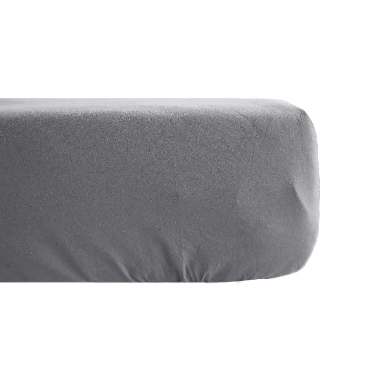 Drap Housse Uni 80x200 Cm Bonnet 35 Cm Percale De Coton Manoir Gris Ardoise
