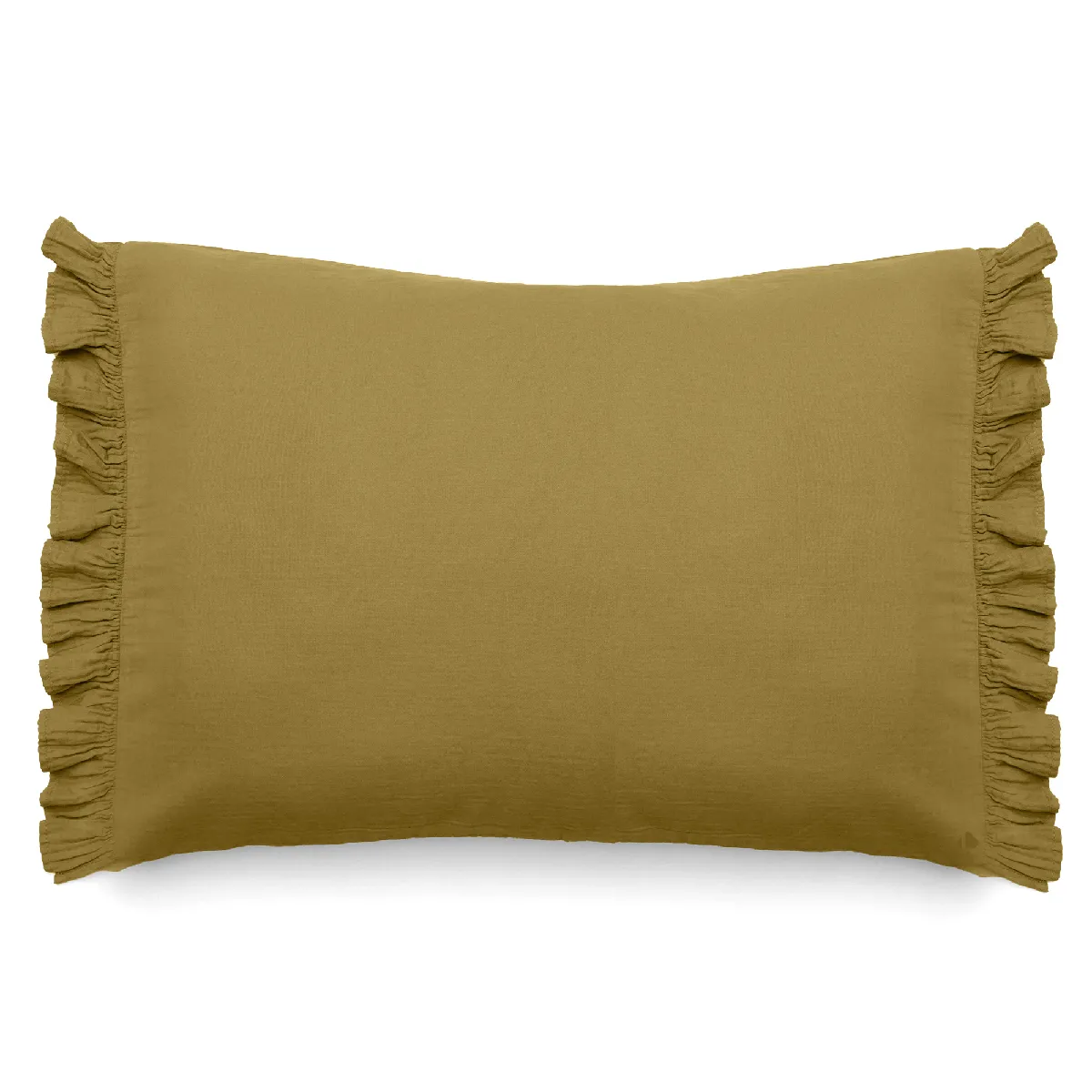 Housse De Coussin En Mousseline De Coton 40x60 Elza Jaune Jasmin