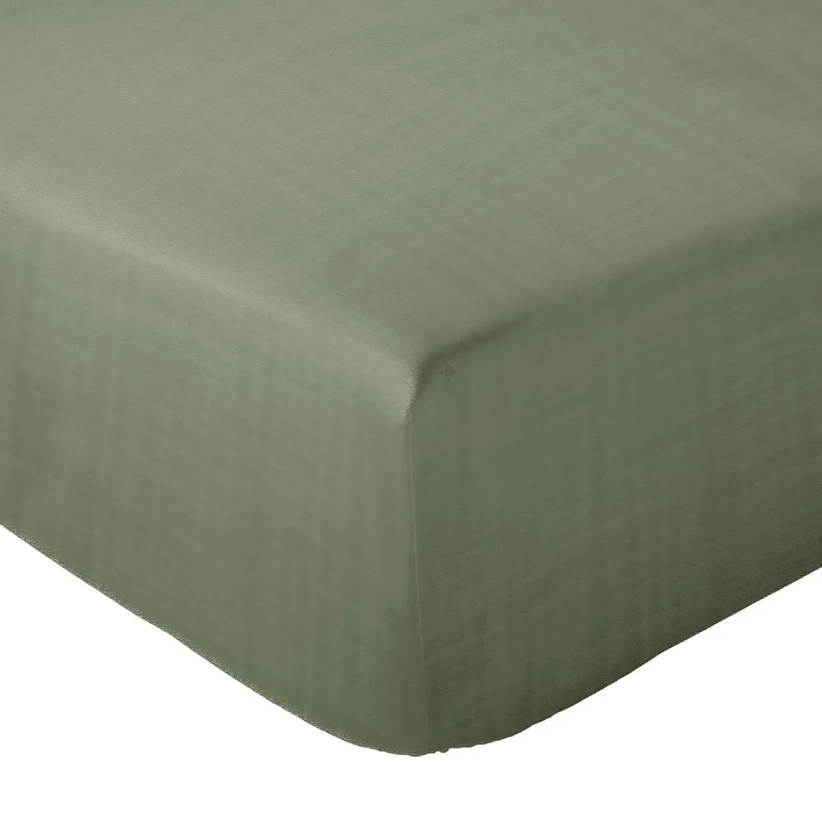 Drap Housse Milos Mousseline De Coton 140x200 Cm Bonnet 30 Cm Uni Vert Mousse