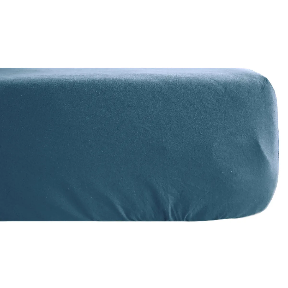 Drap Housse Palace Pur Coton Lavé 140x190 Cm Bonnet 35 Cm Uni Bleu Marine