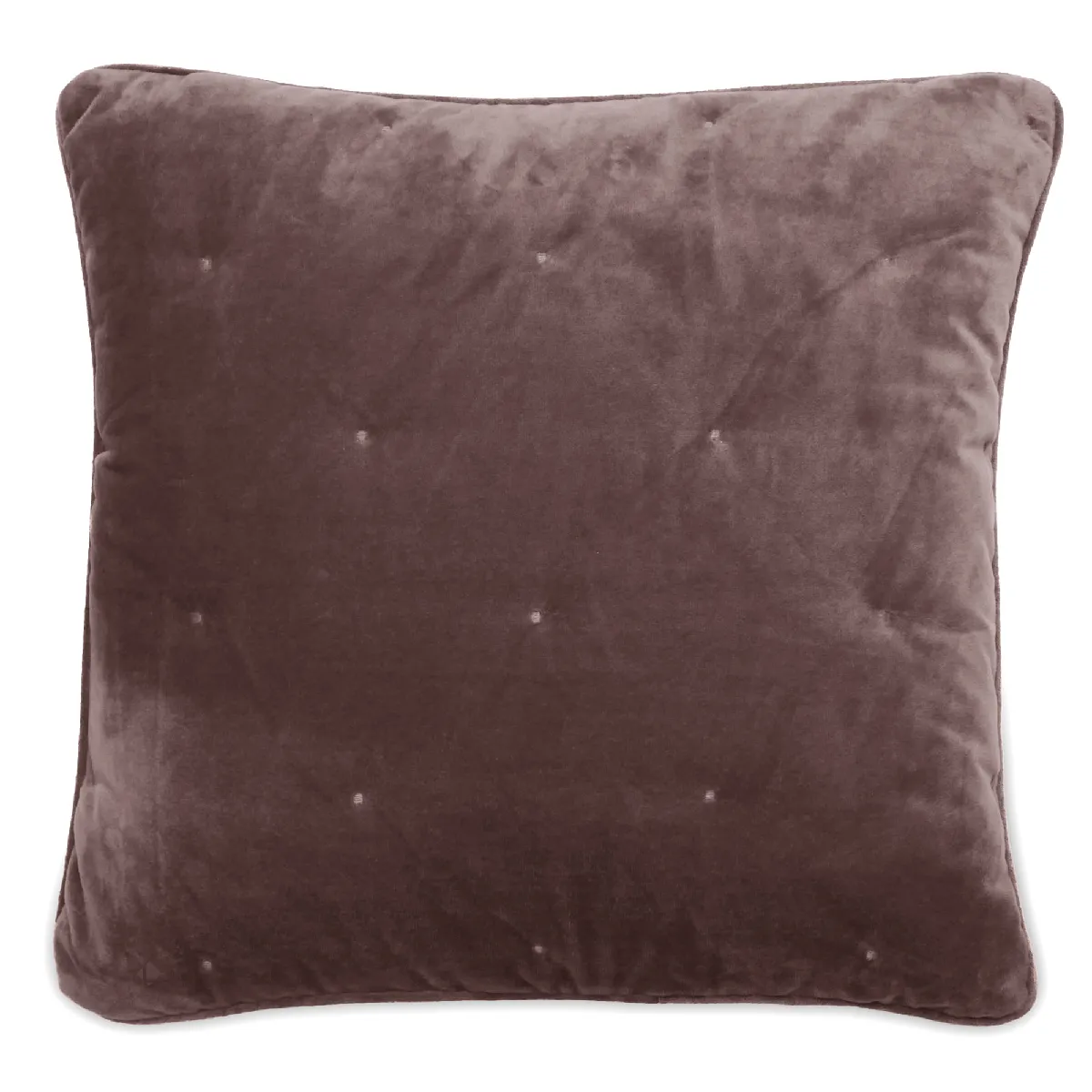 Housse De Coussin 45x45 Gipsy Velours Piquage Points Brodés Gris Bison