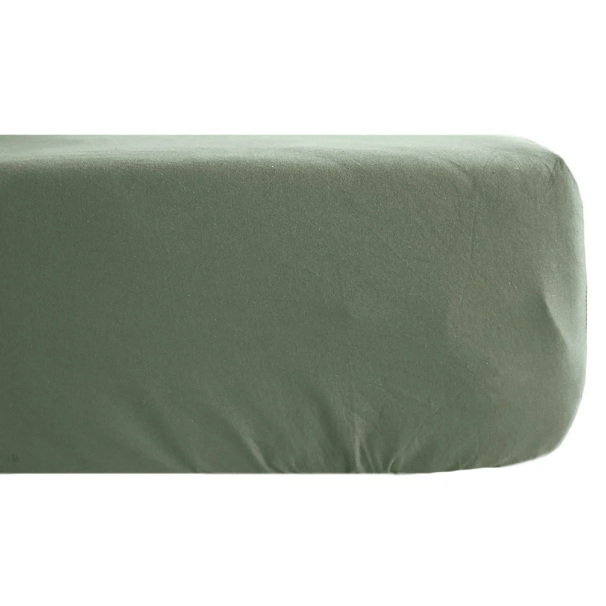 Drap Housse Palace Pur Coton Lavé 90x190 Cm Bonnet 30 Cm Uni Vert Mousse