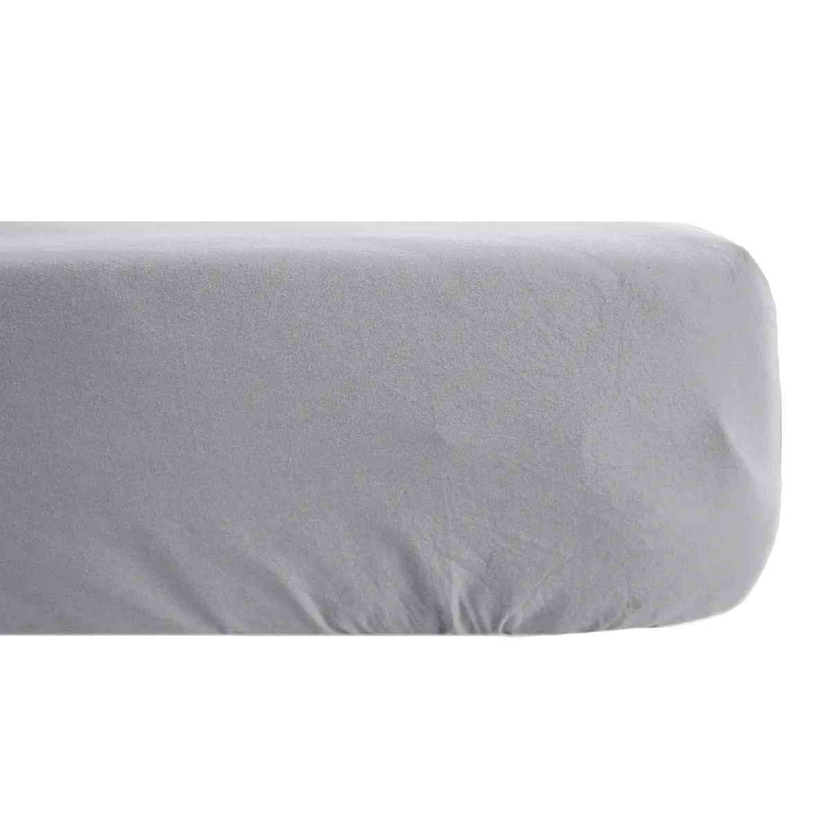 Drap Housse Uni 180x200 Cm Bonnet 35 Cm Percale De Coton Manoir Gris Acier