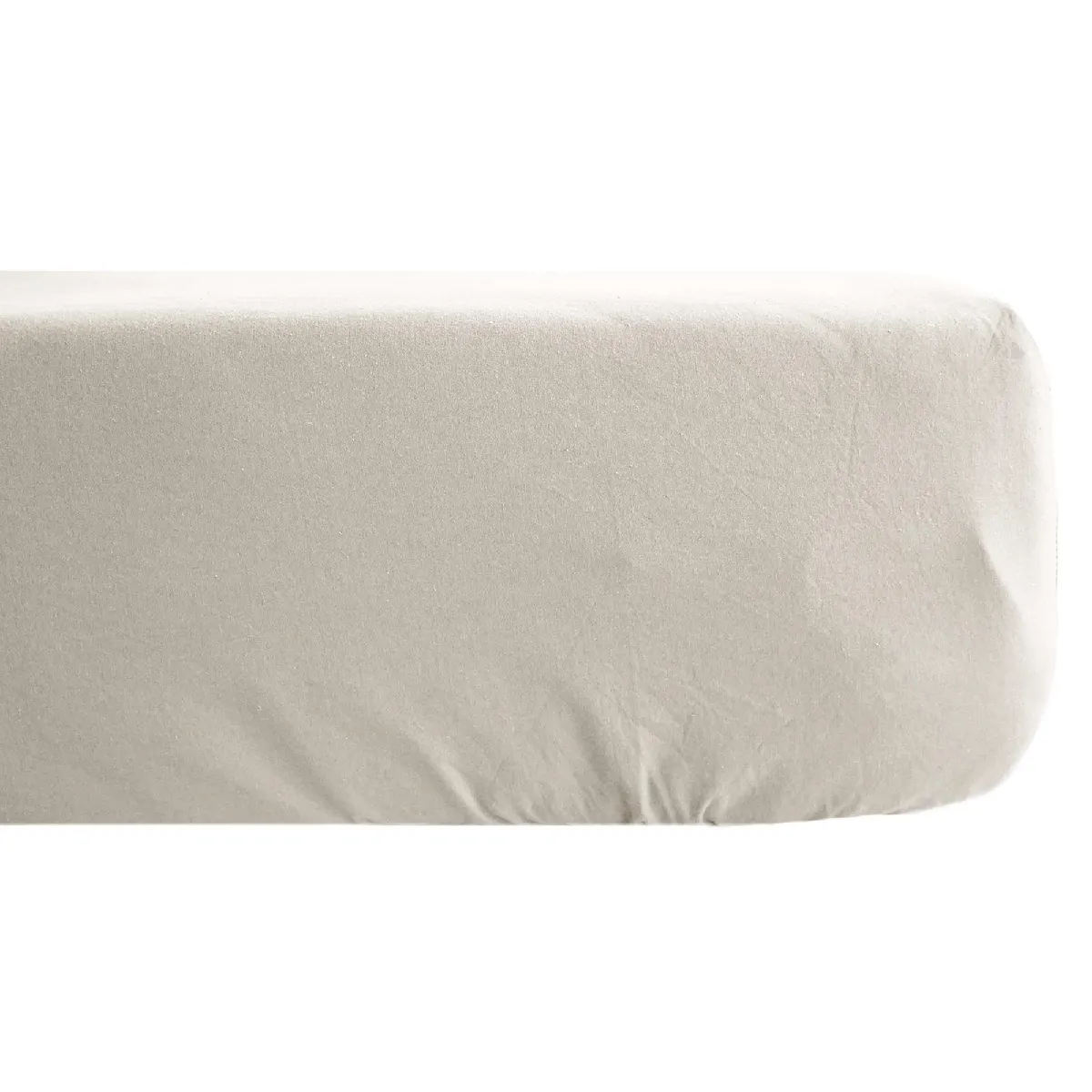 Drap Housse Palace Pur Coton Lavé 160x200 Cm Bonnet 35 Cm Uni Beige Lin