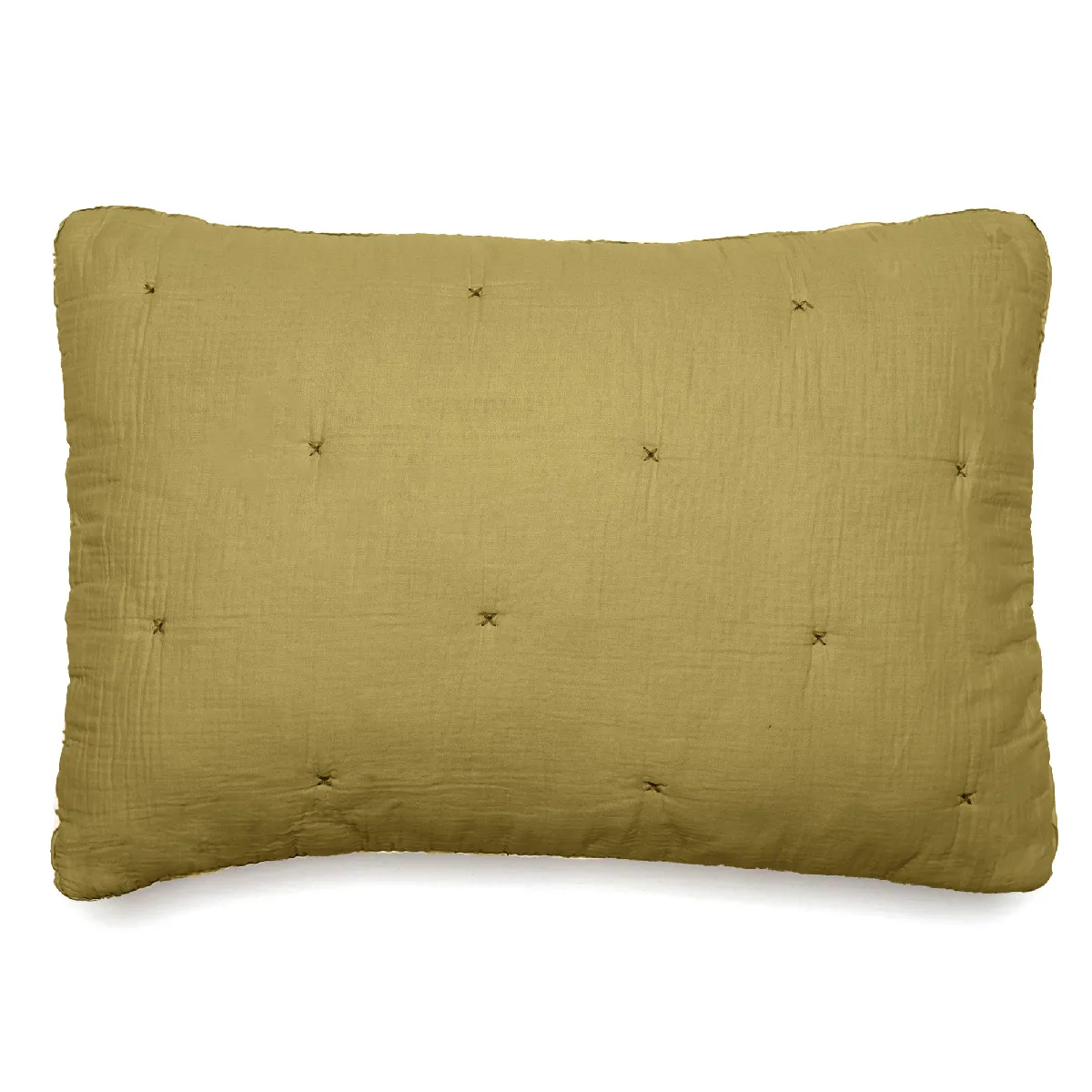 Housse De Coussin Capitonnée En Mousseline De Coton 40x60 Cm Andros Jaune Jasmin