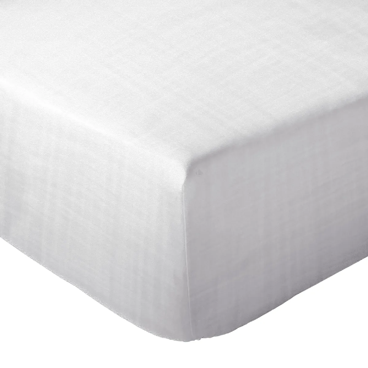 Drap Housse Milos Mousseline De Coton 160x200 Cm Bonnet 30 Cm Uni Blanc Neige