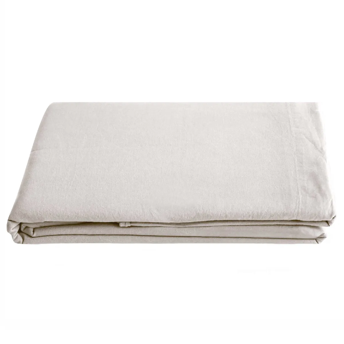 Drap Plat Palace Pur Coton Lavé 270x290 Cm Uni Beige Naturel