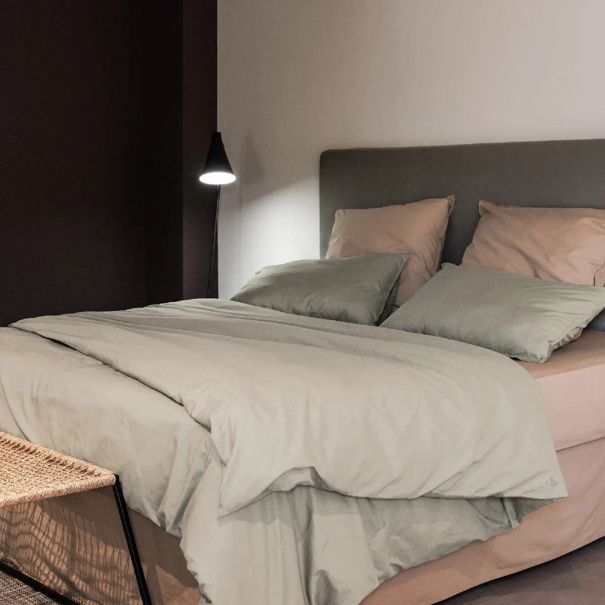 Parure De Lit 280x240 Cm Et 50x70 Cm Coton Lavé Palace Beige Lin 3 Pièces