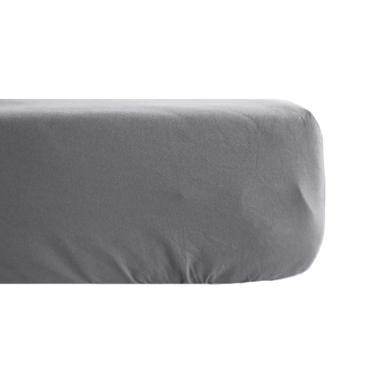 Drap Housse Uni 90x190 Cm Bonnet 35 Cm Percale De Coton Manoir Gris Ardoise