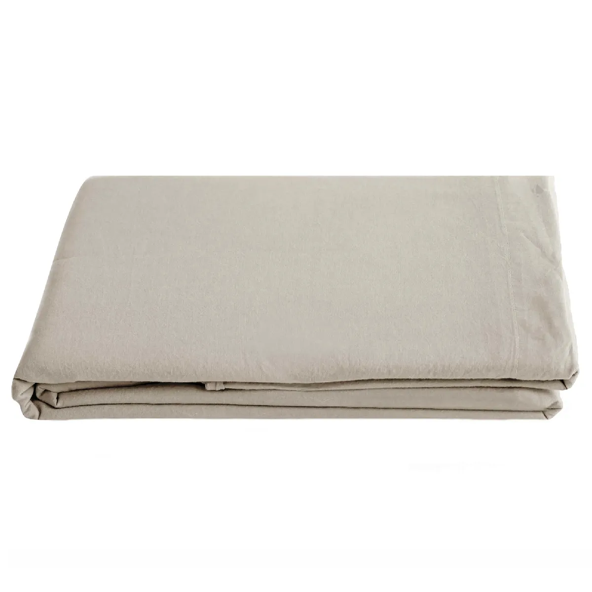 Drap Plat Palace Pur Coton Lavé 270x290 Cm Uni Beige Lin