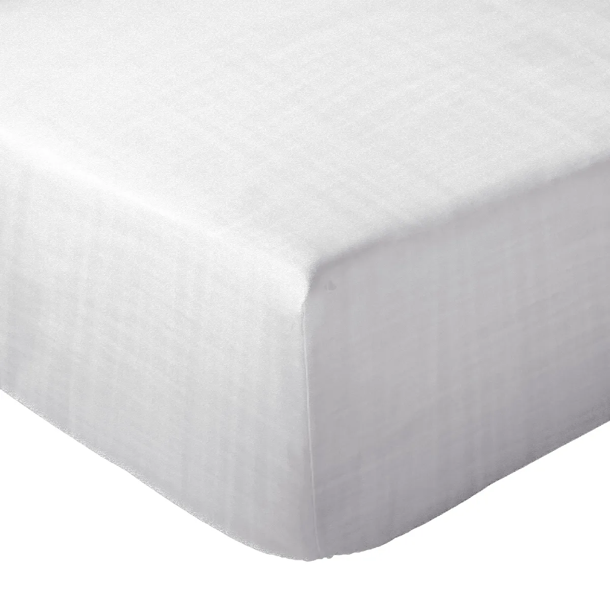 Drap Housse Milos Mousseline De Coton 140x200 Cm Bonnet 30 Cm Uni Blanc Neige