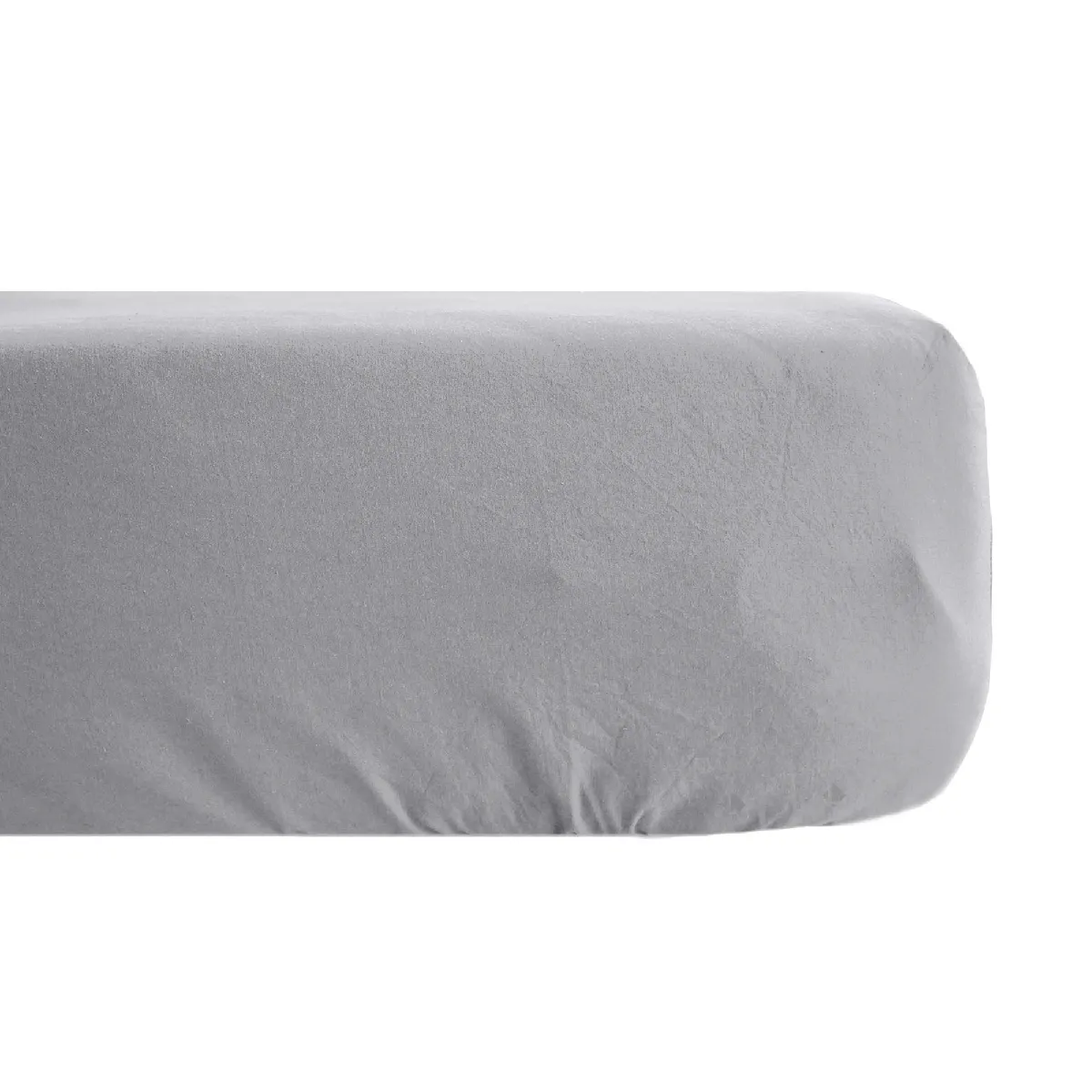 Drap Housse Uni 140x190 Cm Bonnet 35 Cm Percale De Coton Manoir Gris Acier