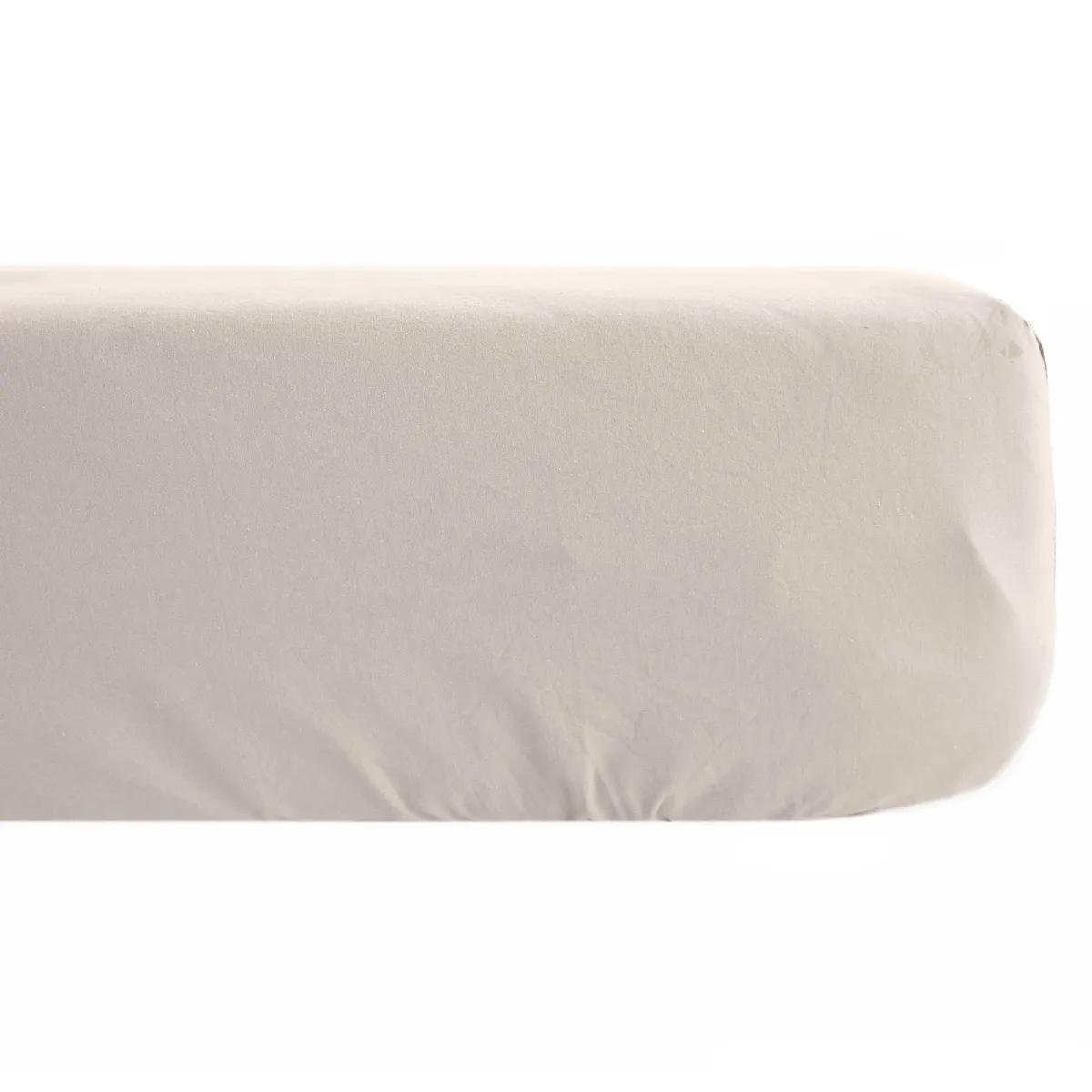 Drap Housse Palace Pur Coton Lavé 160x200 Cm Bonnet 35 Cm Uni Beige Naturel