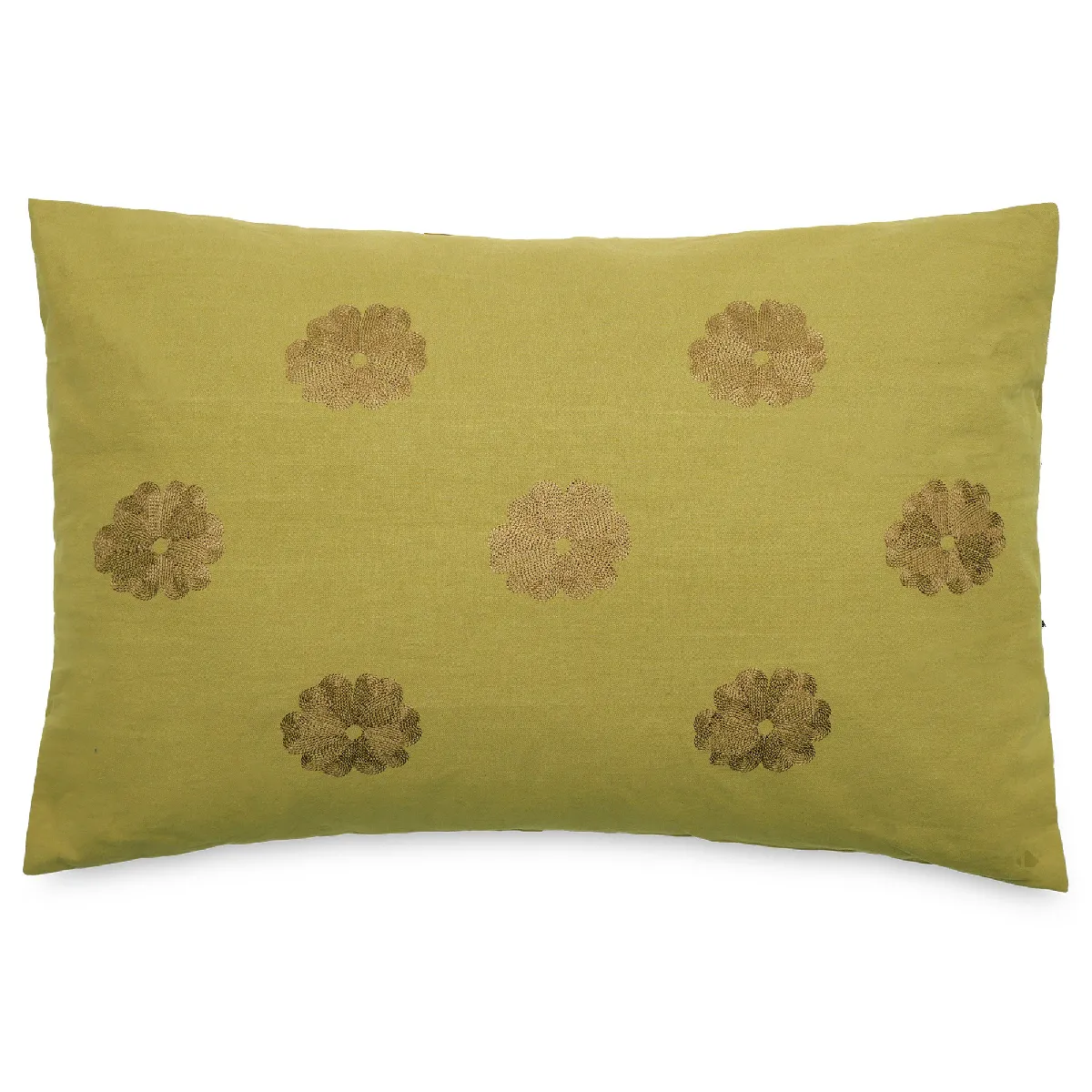 Housse De Coussin 50% Lin 50% Coton 40x60 Cm Leonie Jaune Jasmin Broderie Fleurs