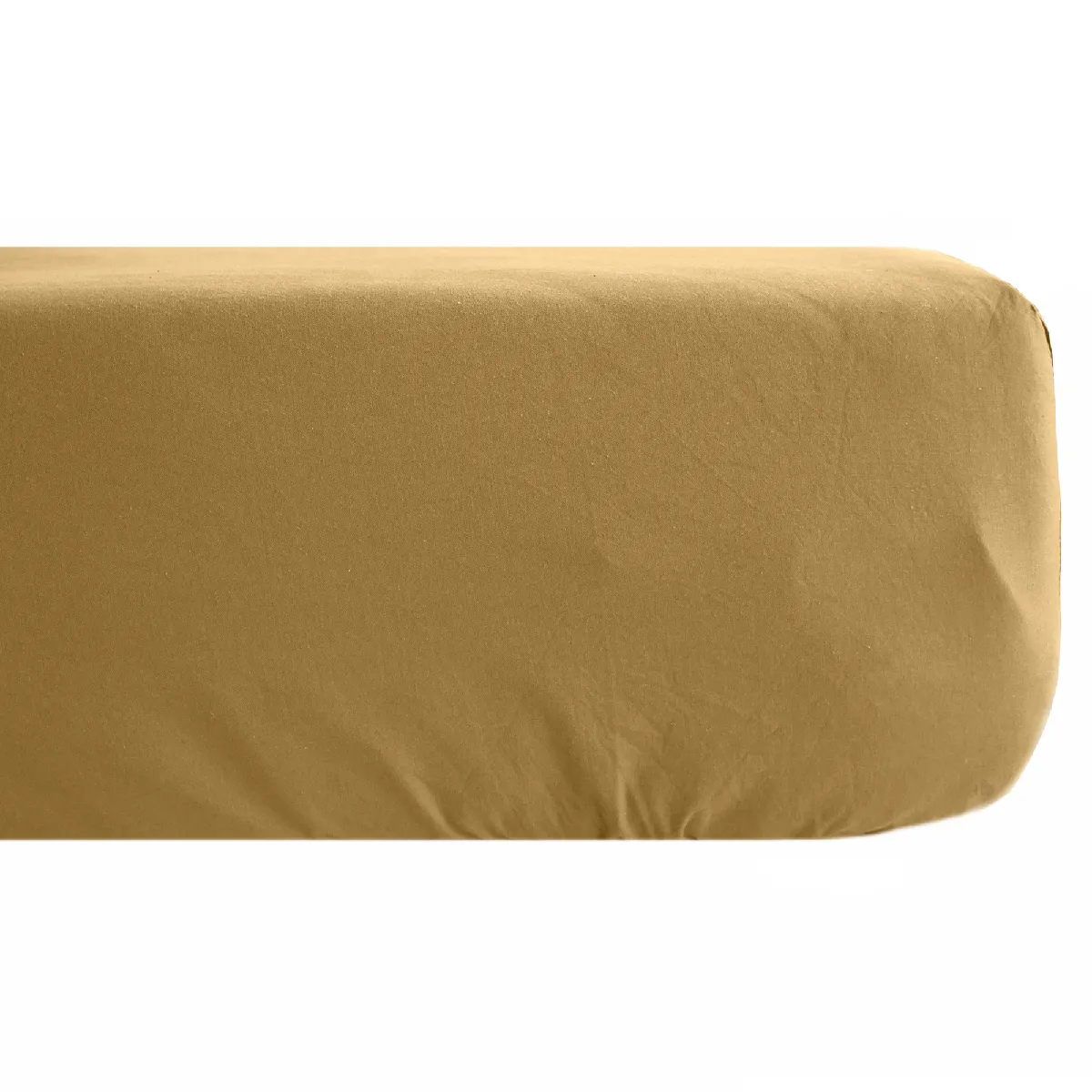 Drap Housse Palace Pur Coton Lavé 140x190 Cm Bonnet 35 Cm Uni Marron Houblon