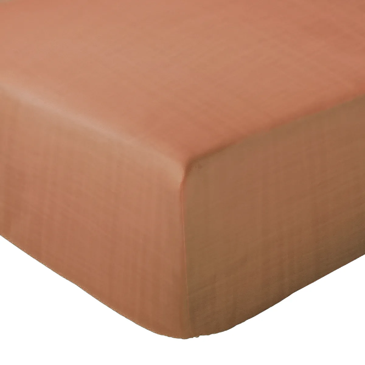 Drap Housse Milos Mousseline De Coton 160x200 Cm Bonnet 30 Cm Uni Marron Cognac