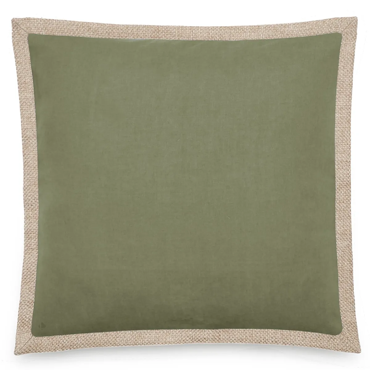 Housse De Coussin Coton Et Lin 45x45 Cm Luzia Finition Volant En Jute Vert Mousse