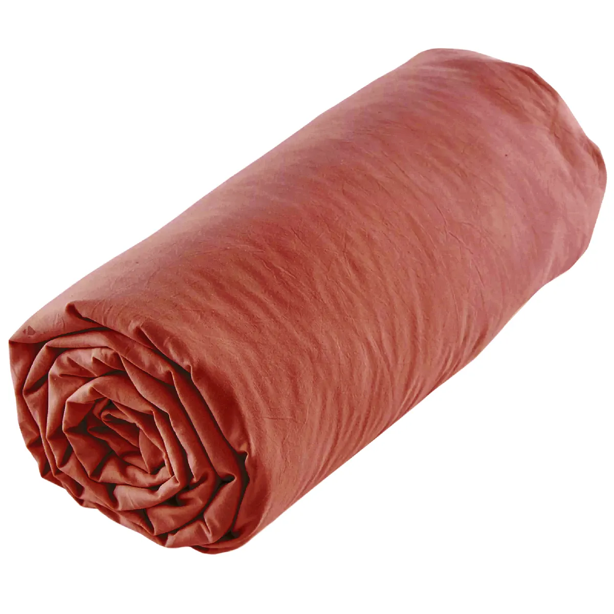 Drap Housse Uni 140x190 Cm Mila Polyester Micro Lavée Rouge Terracotta