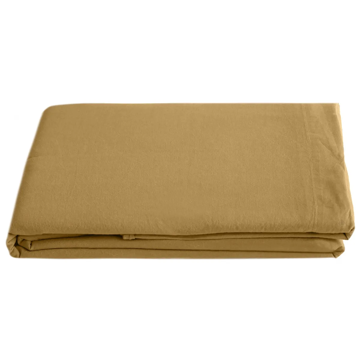 Drap Plat Palace Pur Coton Lavé 270x290 Cm Uni Marron Houblon
