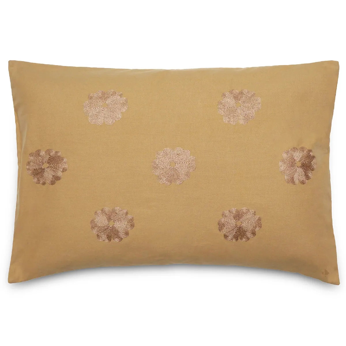 Housse De Coussin 50% Lin 50% Coton 40x60 Cm Leonie Marron Houblon Broderie Fleurs