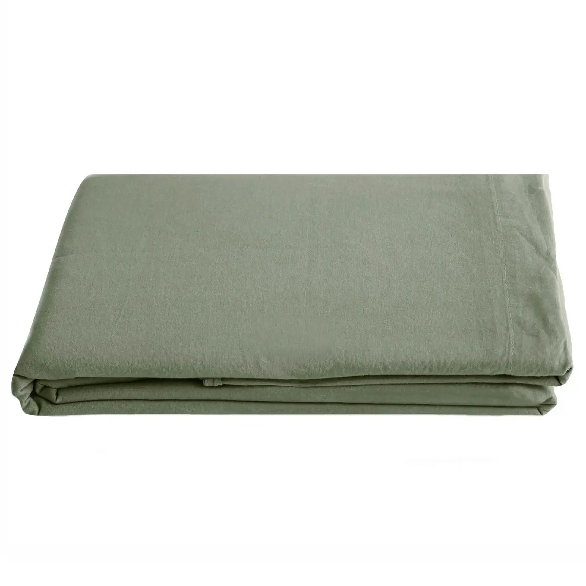 Drap Plat Palace Pur Coton Lavé 270x290 Cm Uni Vert Sauge