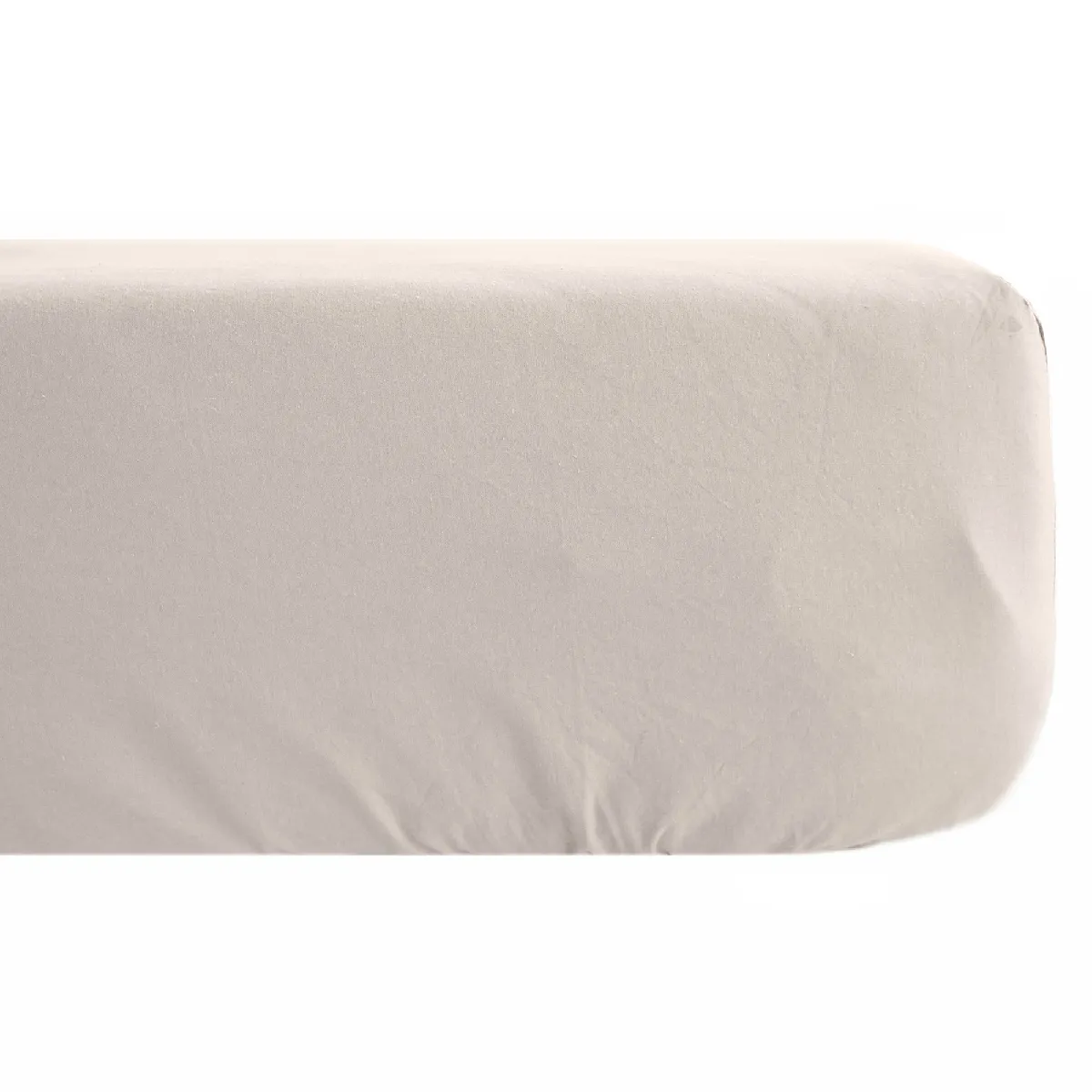 Drap Housse Palace Pur Coton Lavé 90x190 Cm Bonnet 30 Cm Uni Beige Naturel