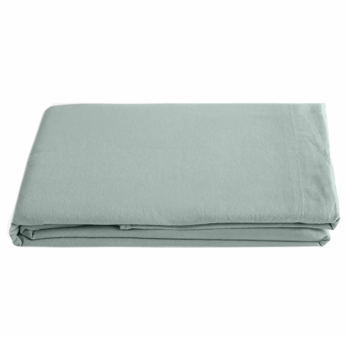 Drap Plat Palace Pur Coton Lavé 240x290 Cm Uni Vert Lichen