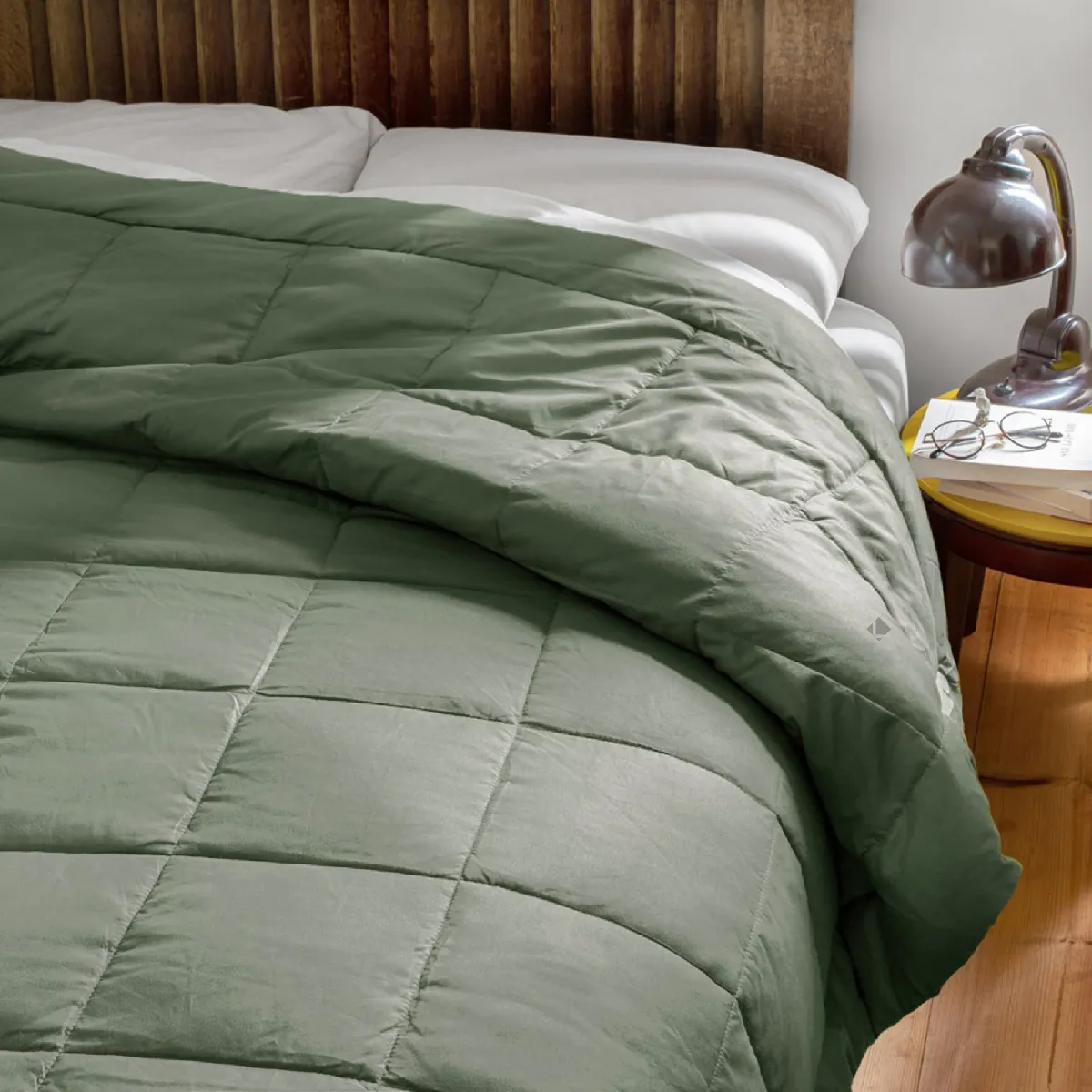 Dessus De Lit Polyester Microfibre 240x220 Cm Lazy Vert Argile 150g/m2